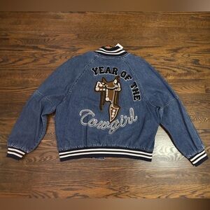 Equestrian Varsity Horse Jacket Patchwork Denim